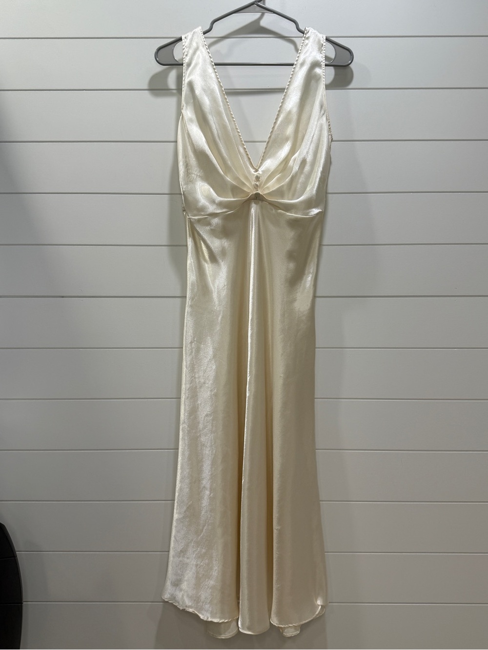 Vintage Gold Label Victoria's Secret Cream Satin V-Neck Slip Dress